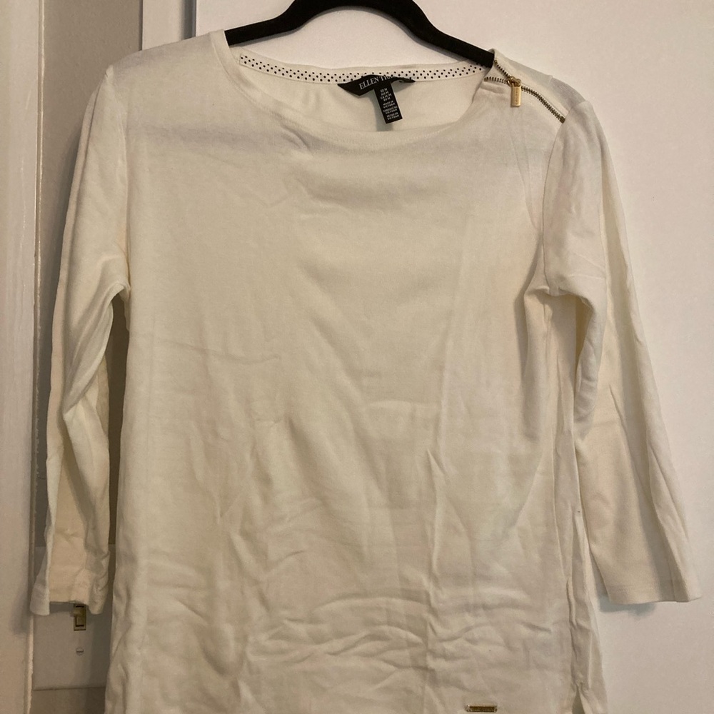 Elegant White Top with Gold Accents